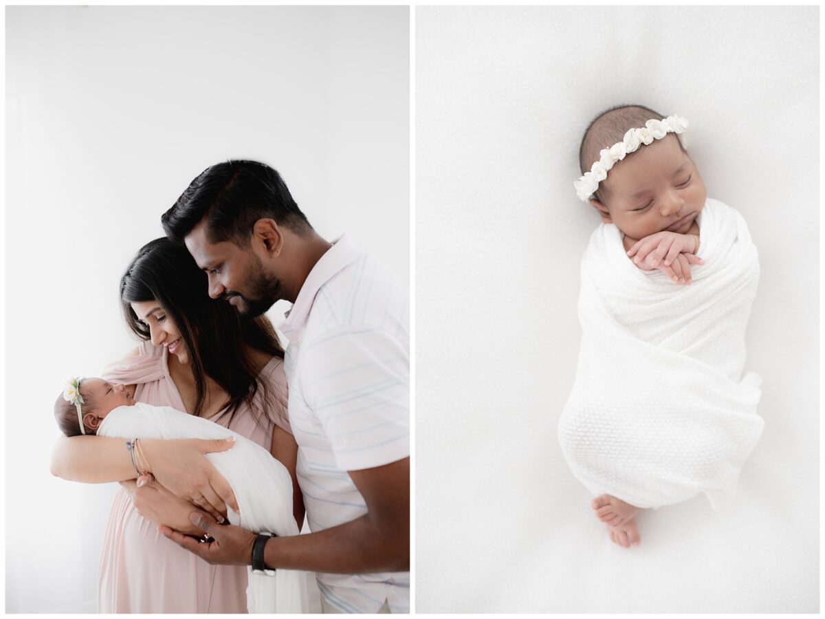 Proud parents holding their sweet baby girl for her newborn session