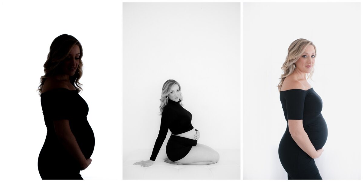 modern maternity black and white session